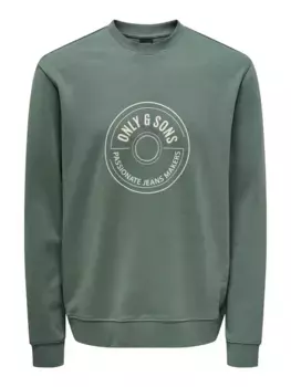Толстовка ONLY & SONS "ONSLAMER REG INTERLOCK CREW NECK SWEAT", цвет Dark Forest