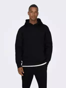 Толстовка ONLY & SONS с капюшоном "ONSDAN LIFE RLX HEAVY SWEAT HOODIE NOOS", черный