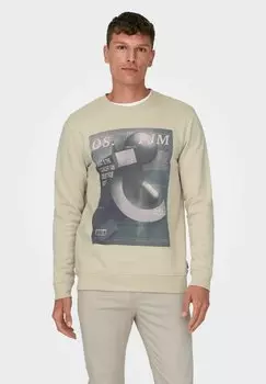 Толстовка ONSTODD REG PHOTOPRINT CREW NECK Only & Sons, дымчато-серый