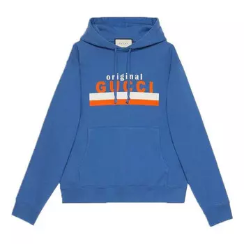 Толстовка original printing logo hooded long sleeves blue Gucci, синий