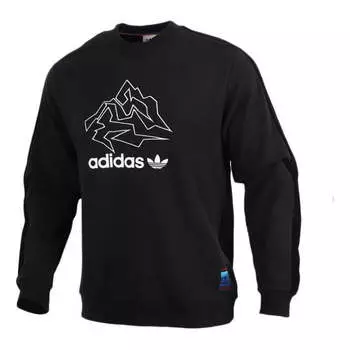 Толстовка originals adv crew logo printing casual round neck pullover sports black Adidas, черный