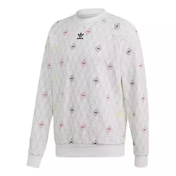 Толстовка originals version logo printing casual sports round neck pullover long sleeves white Adidas, белый
