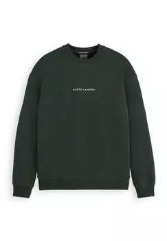 Толстовка - основной логотип спереди на груди свитер из джерси однотонный цвет Scotch & Soda, зеленый