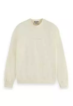 Толстовка - основной логотип спереди на груди свитер из джерси однотонный цвет Scotch & Soda, белый