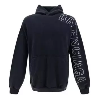 Толстовка outline hoodie oversized 'black faded' Balenciaga, черный
