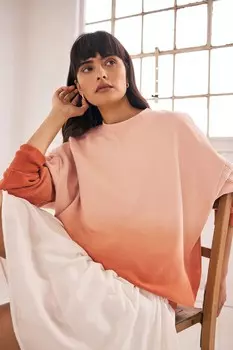 Толстовка oversize с эффектом градиента омбре и мягкой на ощупь удлиненной толстовкой Next, оранжевый