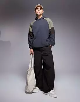 Толстовка oversize с цветными блоками цвета хаки ASOS DESIGN