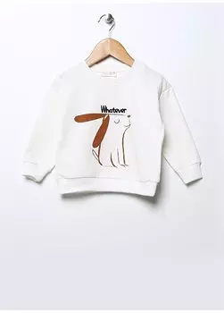 Толстовка Oversize с принтом для маленьких мальчиков цвета экрю 22FWB-03 Mammaramma, экрю