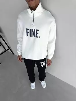 Толстовка Oversize с принтом на полумолнии, белая ablukaonline