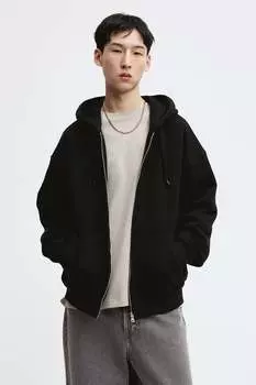 Толстовка oversized fit на молнии H&M, черный