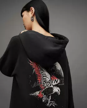 Толстовка Oversized Rihan Stardust AllSaints, мытый черный