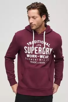 Толстовка Ovin Athletic с карманами-кенгуру и завязками Superdry, бургундия