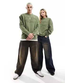 Толстовка оверсайз цвета хаки с эффектом потертости ASOS DESIGN с деталью спереди