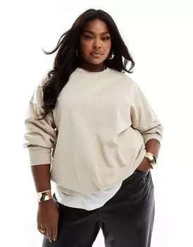 Толстовка оверсайз цвета мытый камень ASOS DESIGN Curve