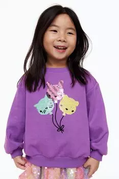 Толстовка оверсайз H&amp;M, фиолетовый/воздушные шары