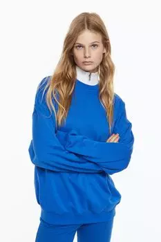 Толстовка оверсайз H&amp;M, ярко-голубой