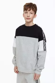 Толстовка оверсайз H&amp;M, светло-серый/цветные блоки