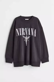 Толстовка оверсайз H&M, серый