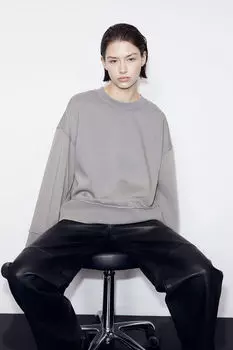 Толстовка оверсайз H&M, серый
