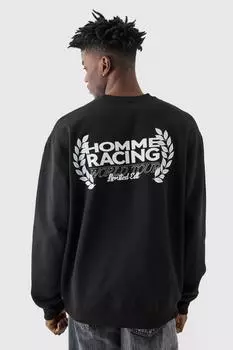Толстовка оверсайз Homme Racing boohooMAN, черный