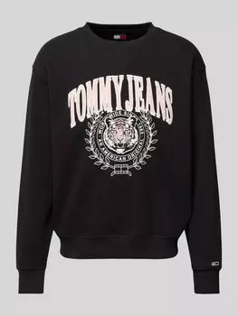 Толстовка оверсайз из чистого хлопка модель 'VARSITY TIGER' Tommy Jeans, черный