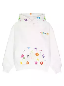 Толстовка оверсайз из хлопка с графическим рисунком Purple Brand, цвет off white