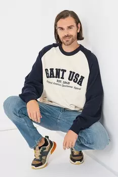 Толстовка оверсайз из хлопка США Gant, бежевый