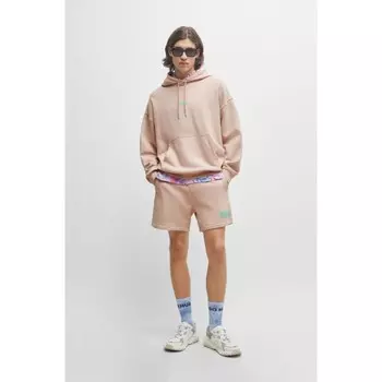 Толстовка оверсайз из хлопковой махры с сезонными логотипами Hugo, цвет Light Pink