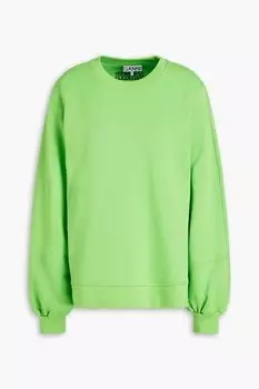 Толстовка оверсайз из органического хлопка и флиса с вышивкой GANNI, зеленый
