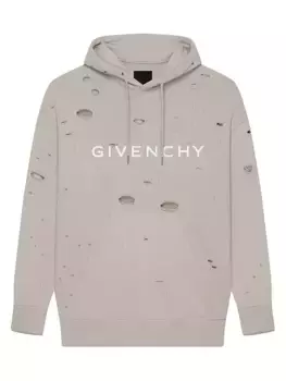 Толстовка оверсайз из потертого флиса Givenchy, серо-коричневый
