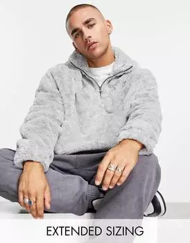 Толстовка оверсайз из серого искусственного меха ASOS DESIGN