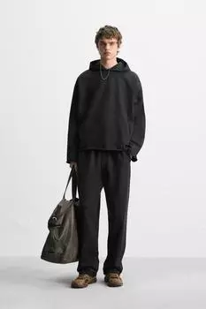 Толстовка оверсайз-кроя ZARA, антрацитовый серый