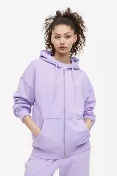 Толстовка оверсайз на молнии H&M, фиолетовый