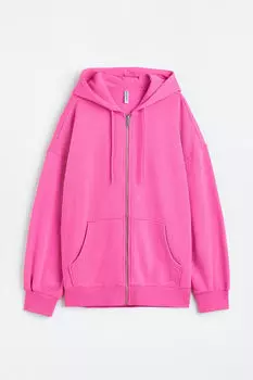 Толстовка оверсайз на молнии H&M, фиолетовый