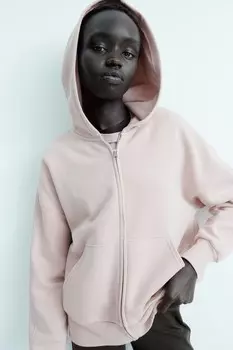 Толстовка оверсайз на молнии H&M, розовый