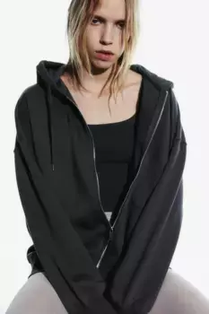 Толстовка оверсайз на молнии H&M, серый
