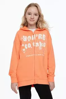 Толстовка оверсайз на молнии с капюшоном H&amp;M, оранжевый/делайте перерывы