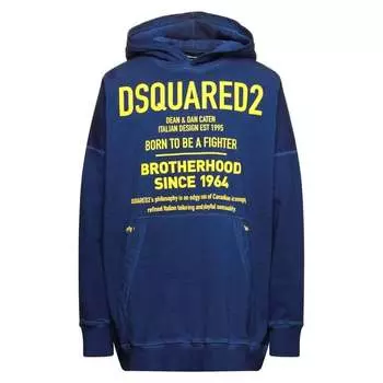 Толстовка оверсайз «Рождённый быть бойцом» Dsquared2, синий