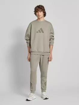 Толстовка оверсайз с этикеткой и принтом ADIDAS SPORTSWEAR, серо-коричневый