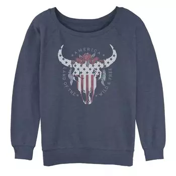 Толстовка оверсайз с графическим рисунком Juniors' Land Of The Free Bull Skull Licensed Character