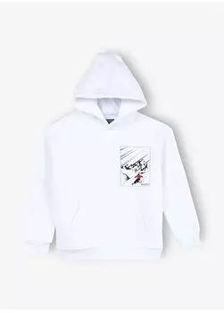 Толстовка оверсайз с капюшоном для мальчика белого цвета D3WB-SWT31 Discovery Expedition, белый