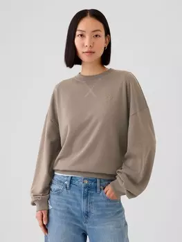 Толстовка оверсайз с капюшоном и логотипом Gap, коричневый