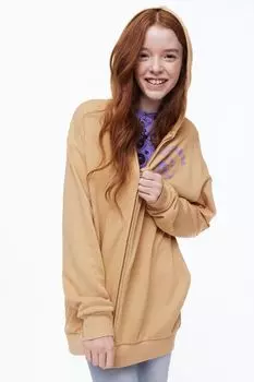 Толстовка оверсайз с капюшоном и принтом на молнии H&amp;M