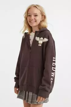 Толстовка оверсайз с капюшоном и принтом на молнии H&amp;M