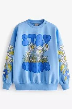 Толстовка оверсайз с кислотной стиркой Stay Grounded Skinnydip, синий