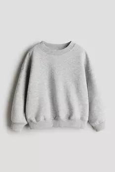 Толстовка оверсайз с круглым вырезом H&M, серый