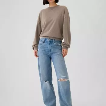 Толстовка оверсайз с круглым вырезом и перекрещивающимися деталями Gap, серый