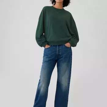 Толстовка оверсайз с круглым вырезом и перекрещивающимися деталями Gap, зеленый