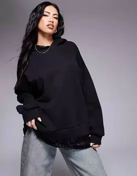 Толстовка оверсайз с кружевной вставкой черного цвета ASOS DESIGN