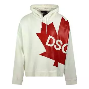 Толстовка оверсайз с логотипом в виде большого кленового листа Dsquared2, белый